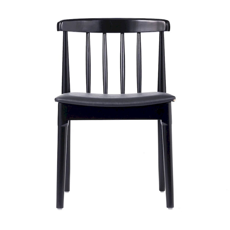 Silla de comedor Spindle Back marrón/negra, asiento de vinilo, capacidad para 1 persona, 226 kg de capacidad