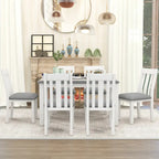 Mesa de comedor extensible blanca y gris, capacidad para 2-8 personas