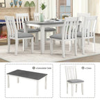 Mesa de comedor extensible blanca y gris, capacidad para 2-8 personas