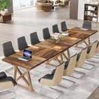 Mesa de conferencia marrón para 6-8 personas, patas de metal, 180 cm