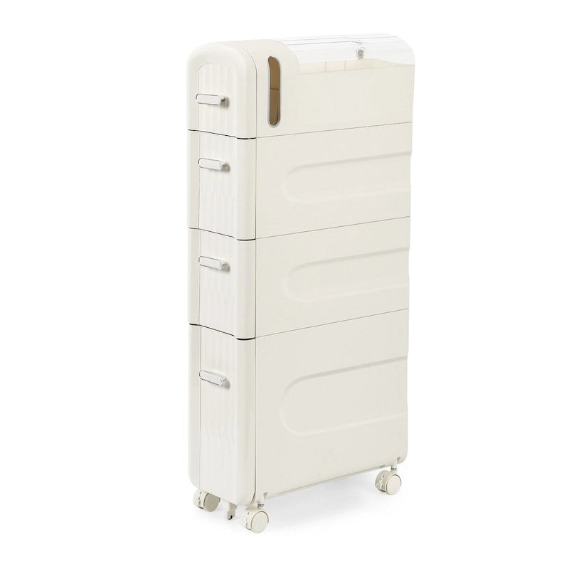 Gabinete de almacenamiento delgado para baño, blanco/transparente, de 3 y 4 niveles, para 1 persona