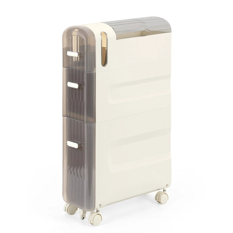 Gabinete de almacenamiento delgado para baño, blanco/transparente, de 3 y 4 niveles, para 1 persona