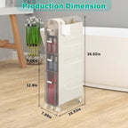 Gabinete de almacenamiento delgado para baño, blanco/transparente, de 3 y 4 niveles, para 1 persona