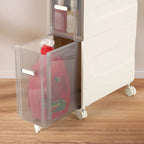 Gabinete de almacenamiento delgado para baño, blanco/transparente, de 3 y 4 niveles, para 1 persona