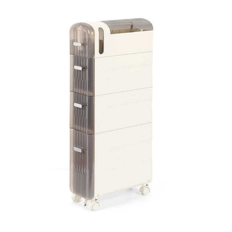 Gabinete de almacenamiento delgado para baño, blanco/transparente, de 3 y 4 niveles, para 1 persona