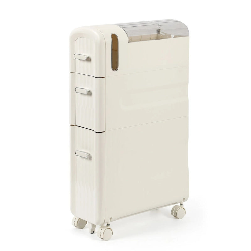 Gabinete de almacenamiento delgado para baño, blanco/transparente, de 3 y 4 niveles, para 1 persona
