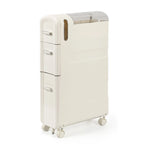 Gabinete de almacenamiento delgado para baño, blanco/transparente, de 3 y 4 niveles, para 1 persona