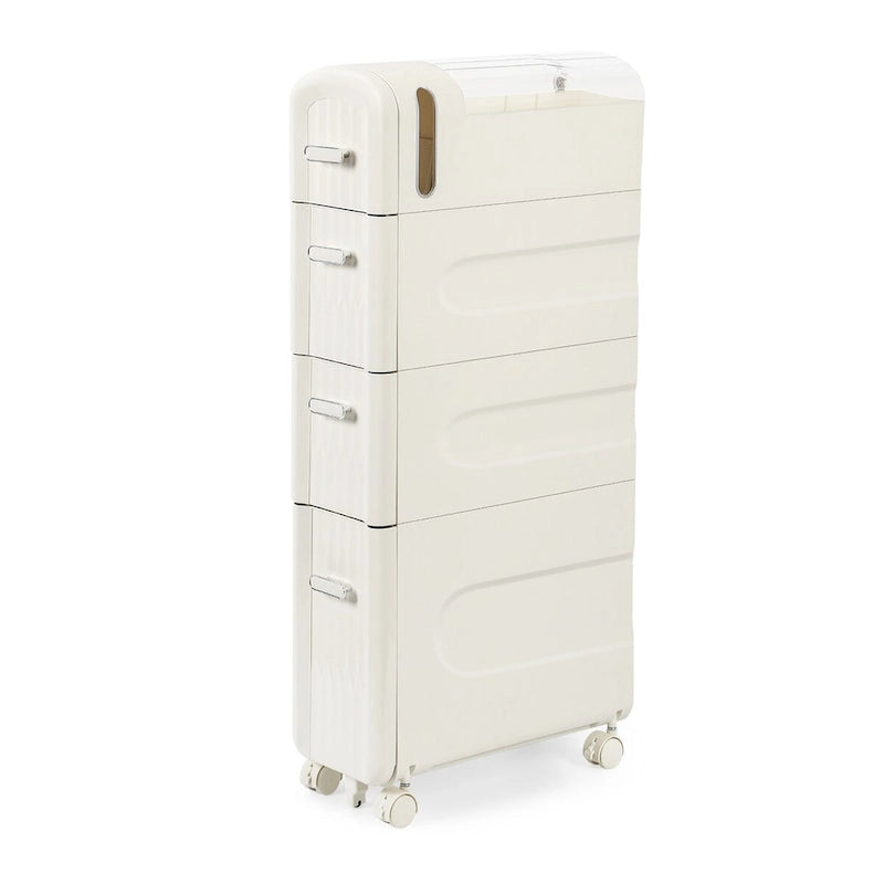 Gabinete de almacenamiento delgado para baño, blanco/transparente, de 3 y 4 niveles, para 1 persona