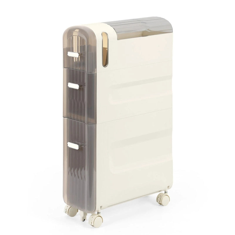 Gabinete de almacenamiento delgado para baño, blanco/transparente, de 3 y 4 niveles, para 1 persona