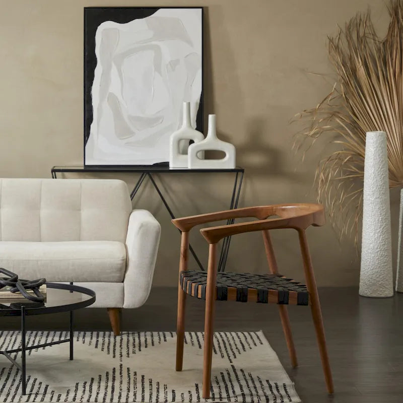 Sillón acentuado tejido color marrón oscuro/marrón con brazos, 1 asiento