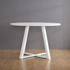 Juego de comedor redondo blanco/gris, base de caballete, sillas de boucle, 5 plazas
