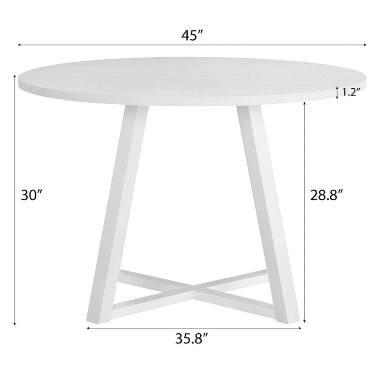 Juego de comedor redondo blanco/gris, base de caballete, sillas de boucle, 5 plazas
