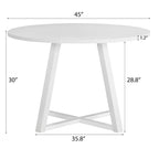Juego de comedor redondo blanco/gris, base de caballete, sillas de boucle, 5 plazas