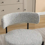 Juego de comedor redondo blanco/gris, base de caballete, sillas de boucle, 5 plazas