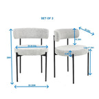 Juego de comedor redondo blanco/gris, base de caballete, sillas de boucle, 5 plazas