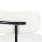 Juego de comedor redondo blanco/gris, base de caballete, sillas de boucle, 5 plazas