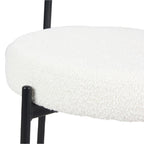 Juego de comedor redondo blanco/gris, base de caballete, sillas de boucle, 5 plazas