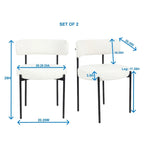 Juego de comedor redondo blanco/gris, base de caballete, sillas de boucle, 5 plazas